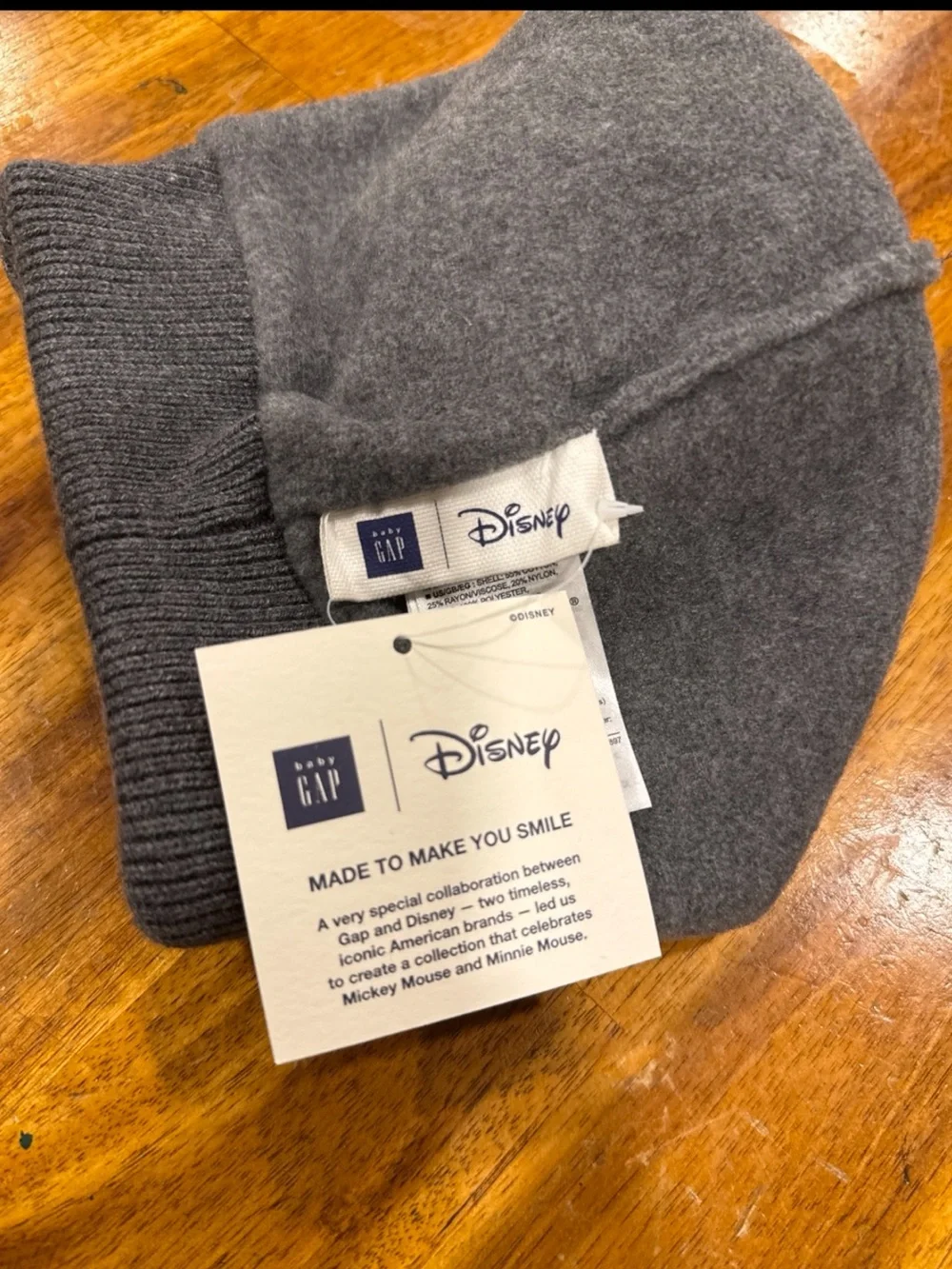 GAP Kids Gray Knit Pom Beanie with Black Minnie and Red Bow